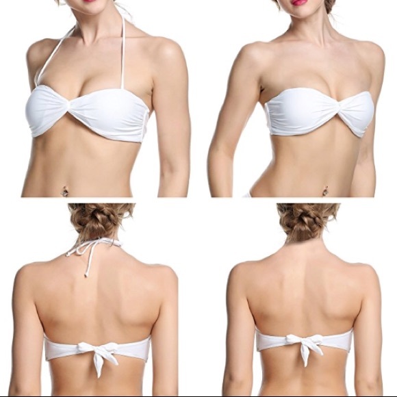 tie back strapless bikini top
